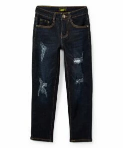 New 🧨 Daniel L Dark Blue Distressed Straight-Leg 👖 Jeans - Boys For Kids 💯