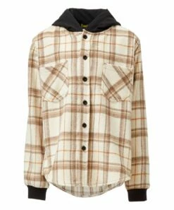 Deals โญ Daniel L Khaki Plaid Flannel Button-Up Hooded Tee - Boys For Kids ๐