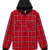 Outlet 👏 Daniel L Red Plaid Flannel Button-Up Hooded Tee - Boys For Kids 🔔