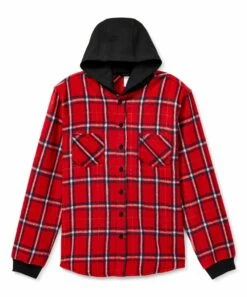 Outlet 👏 Daniel L Red Plaid Flannel Button-Up Hooded Tee - Boys For Kids 🔔