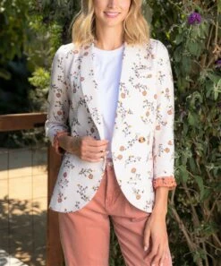 Wholesale ❤️ Daniel Rainn Neutral & Coral Floral Blazer - 👩 Women 🧨