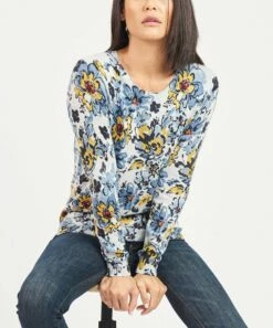 Coupon โ๏ธ Daniel Rainn Gray Floral Boatneck Sweater - ๐ฉ Women ๐