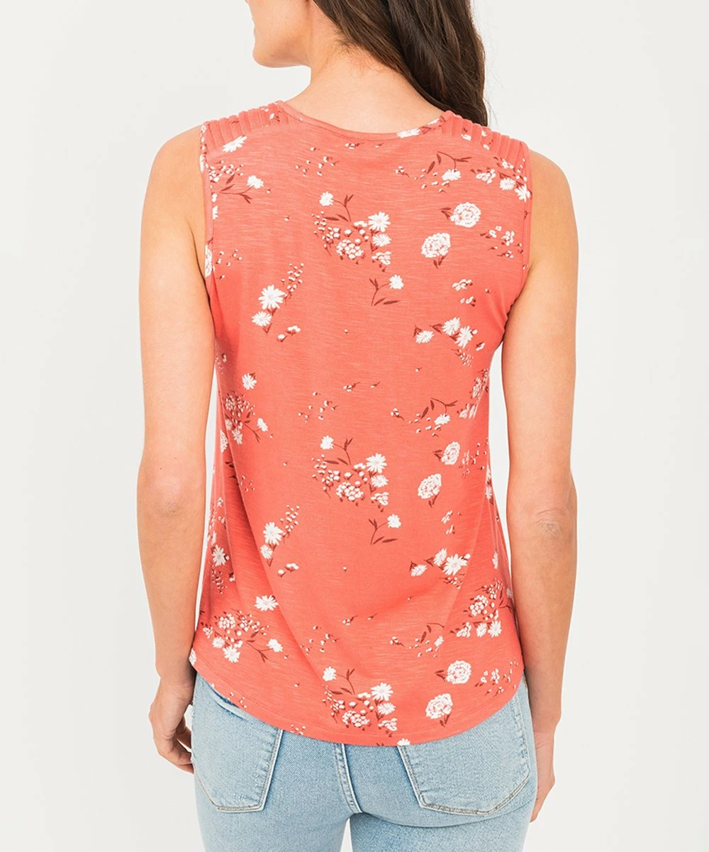 Best deal โญ Daniel Rainn Coral Floral Crochet-Accent Sleeveless Tank - ๐ฉ Women โญ - Image 2