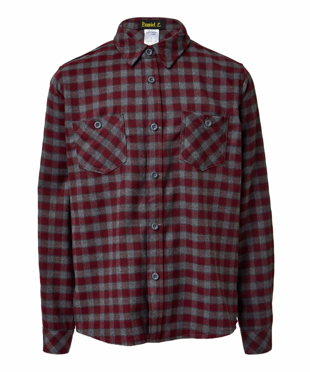 Flash Sale ❤️ Daniel L Burgundy Gingham Pocket Button-Up - Boys For Kids ❤️