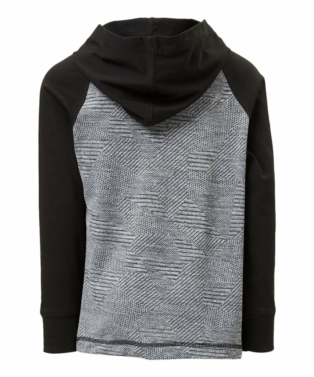 Cheapest โญ Daniel L Black & Gray Pocket-Accent Hooded Raglan Henley - Boys For Kids ๐คฉ - Image 2