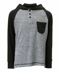 Cheapest โญ Daniel L Black & Gray Pocket-Accent Hooded Raglan Henley - Boys For Kids ๐คฉ