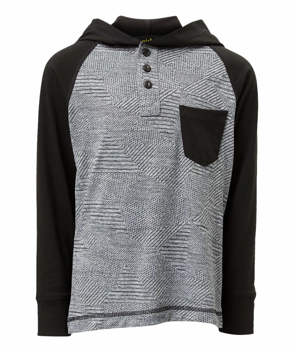 Cheapest โญ Daniel L Black & Gray Pocket-Accent Hooded Raglan Henley - Boys For Kids ๐คฉ