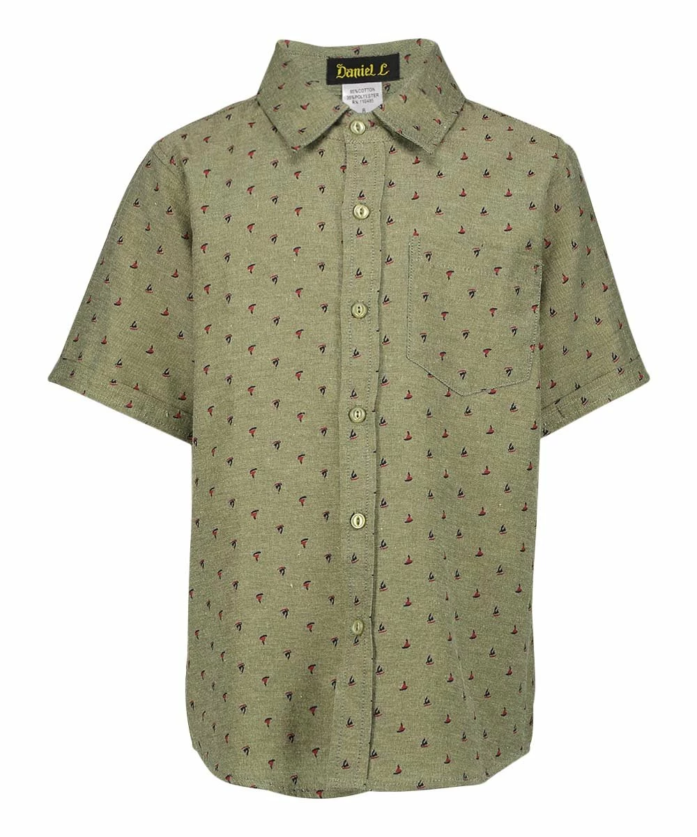 Cheap 💯 Daniel L Olive Boat Short-Sleeve Button-Up - Boys For Kids 🌟