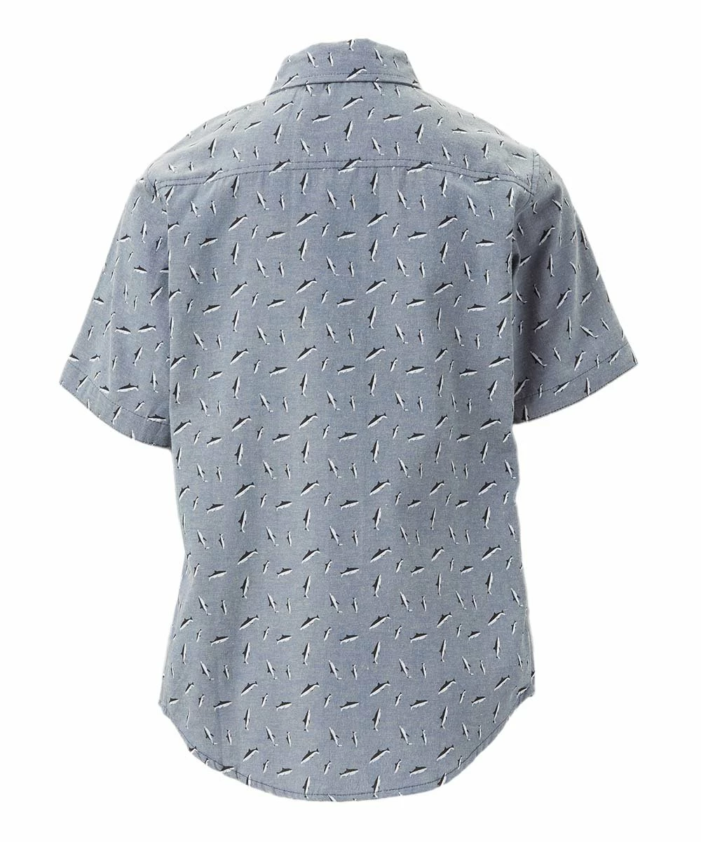 Outlet ๐ฅ Daniel L Livid Gray & White Shark Short-Sleeve Button-Up - Boys For Kids โค๏ธ - Image 2