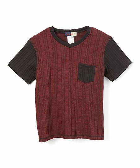 Flash Sale ๐ Daniel L Red & Black Pocket Ribbed V-Neck Tee - Boys For Kids ๐ฏ