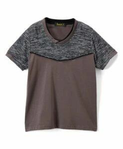 Flash Sale ⌛ Daniel L Dark Green & Black Stripe Contrast-Shoulder V-Neck Tee - Boys For Kids 💯