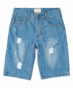 Outlet 🧨 Daniel L Light Blue Distressed Denim Shorts - Boys For Kids 🔔