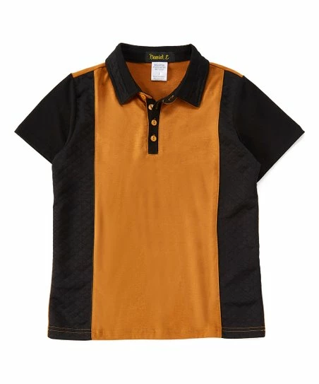Coupon ๐งจ Daniel L Copper Brown & Black Color Block Polo - Boys For Kids ๐ฅฐ