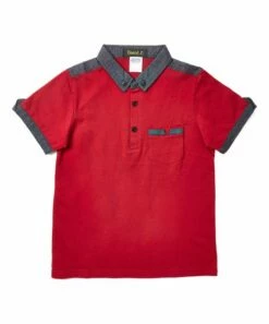 Best reviews of 🔔 Daniel L Burgundy Chambray-Trim Polo - Boys For Kids ⌛