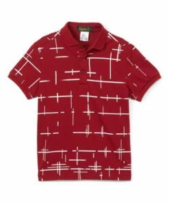 Hot Sale ⭐ Daniel L Burgundy & White Abstract Lines Polo - Boys For Kids ⭐