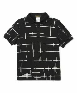 Cheapest ⭐ Daniel L Black & White Abstract Lines Polo - Boys For Kids ⭐