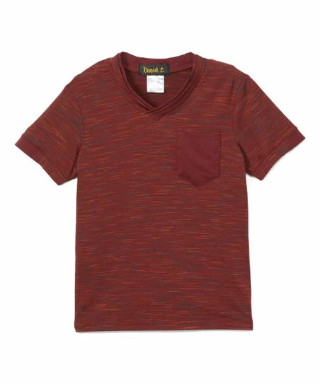 Best Pirce ❤️ Daniel L Burgundy Space-Dye Pocket V-Neck Tee - Boys For Kids 🌟